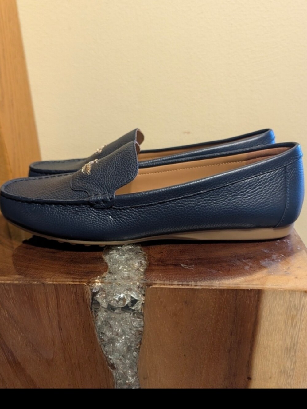 Kate Spade Briar Loafers in Navy Blue Pebbled Leather sz 8.5 - Picture 10 of 11